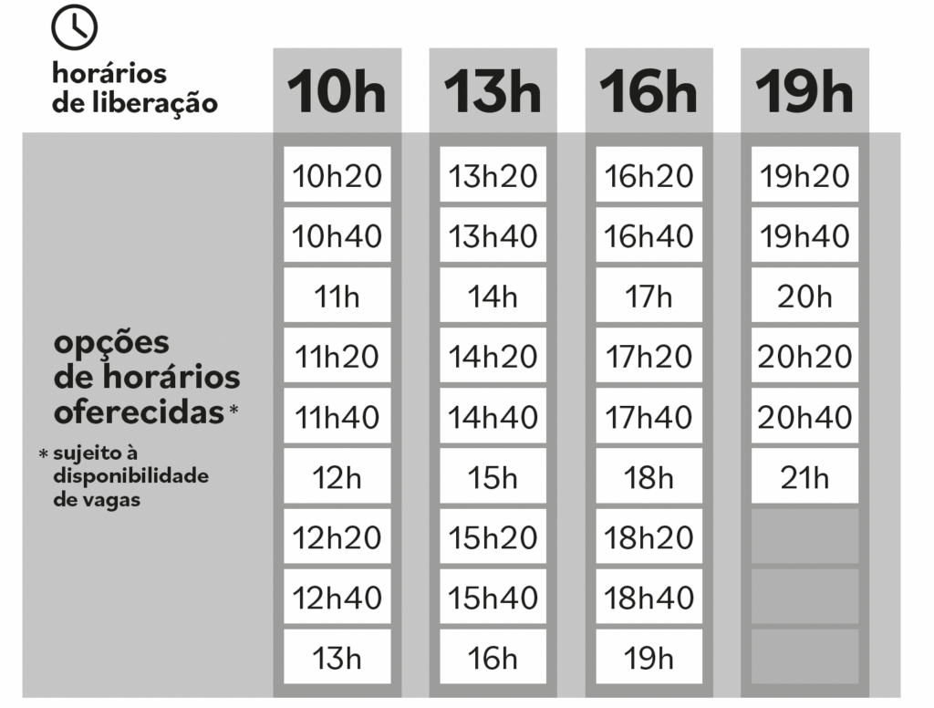 Horários Mirante - terça a sexta