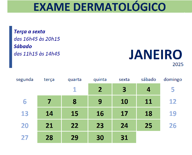 exame dermatológico janeiro